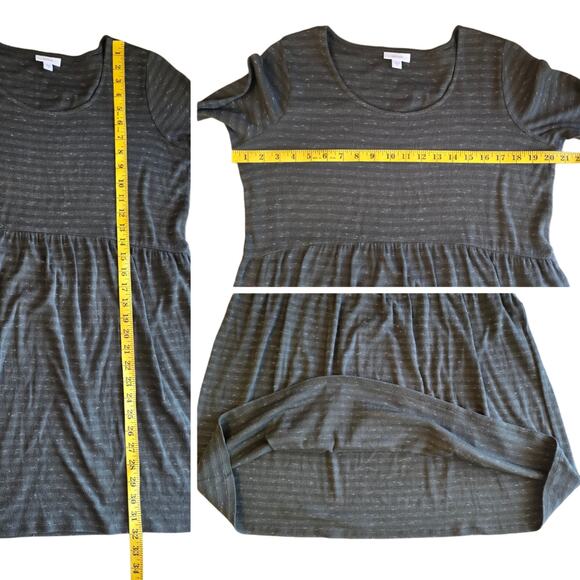 Pure Jill Tunic Dress Moss Green Heather Stripe Size M Long Sleeve Scoop Neck - Picture 6 of 8